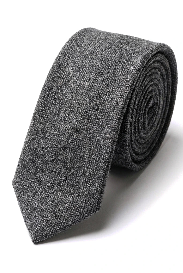 Férfi nyakkendő és zsebkendő szett - szürke tweed STZ23, egy méret