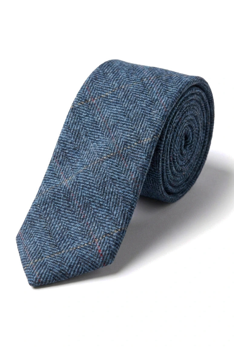 Férfi tweed halszálkás mintás Marc Darcy nyakkendő, klasszikus vintage retró Deon
