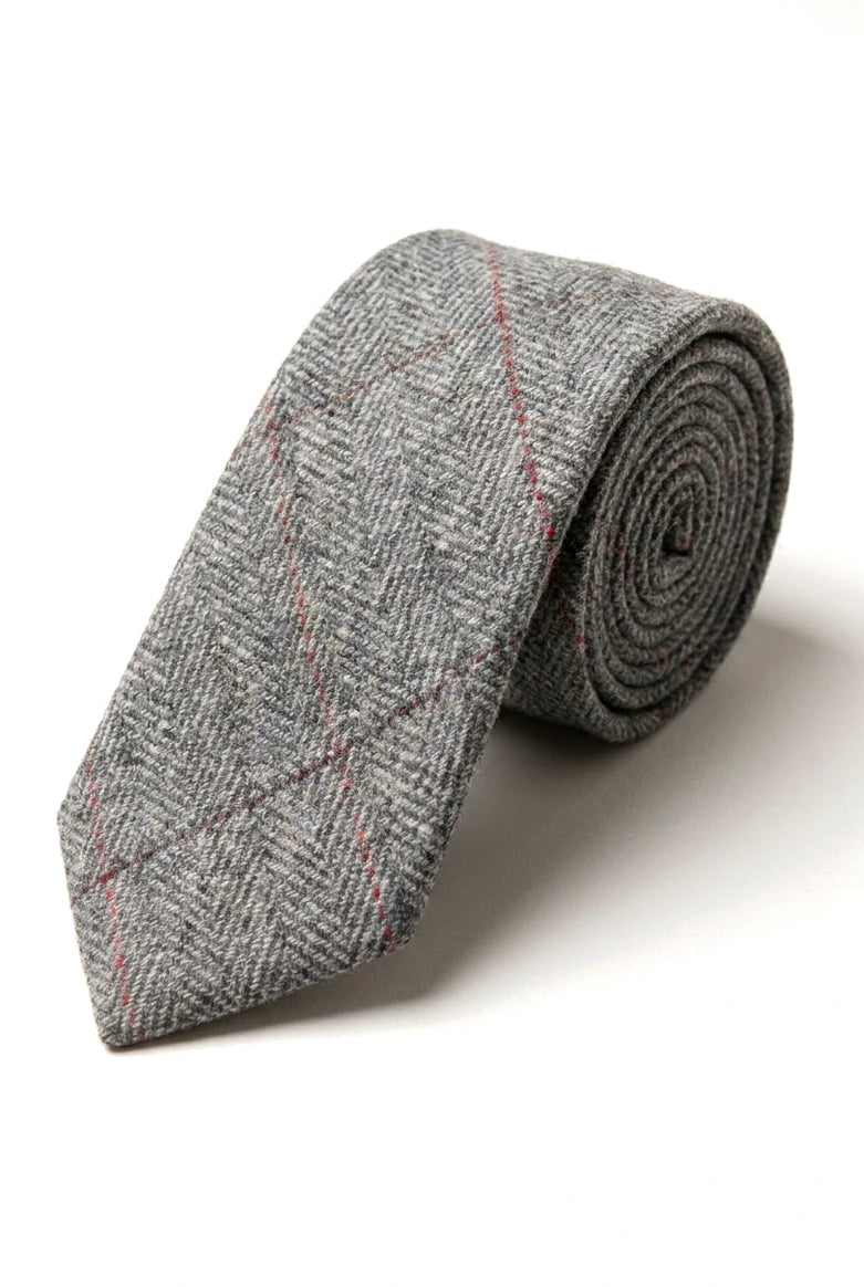 Férfi tweed halszálkás mintás Marc Darcy nyakkendő, klasszikus vintage retró Deon