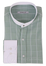 Mens Vintage Check Pattern Shirt with Removable Collar