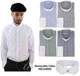 Mens Vintage Check Pattern Shirt with Removable Collar