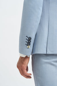 Férfi 3 részes öltöny, világoskék, nyári, vászon, szabott szabású, esküvői, báli, klasszikus