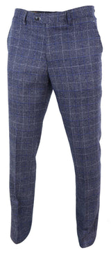 Mens Blue Check Vintage Trousers - Cavani Miles