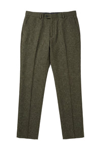 Oscar - Férfi olívazöld gyapjúkeverék tweed nadrág