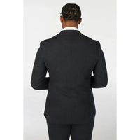 Oscar - Men's 3 Piece Navy Blue Wool Blend Tweed Suit