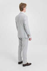 Mark Férfi Szürke Kőmintás, Háromrészes, Kockás Tweed Öltöny Barna Díszítéssel Esküvőkre és Bálokra