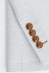 Mark Férfi Szürke Kőmintás, Háromrészes, Kockás Tweed Öltöny Barna Díszítéssel Esküvőkre és Bálokra