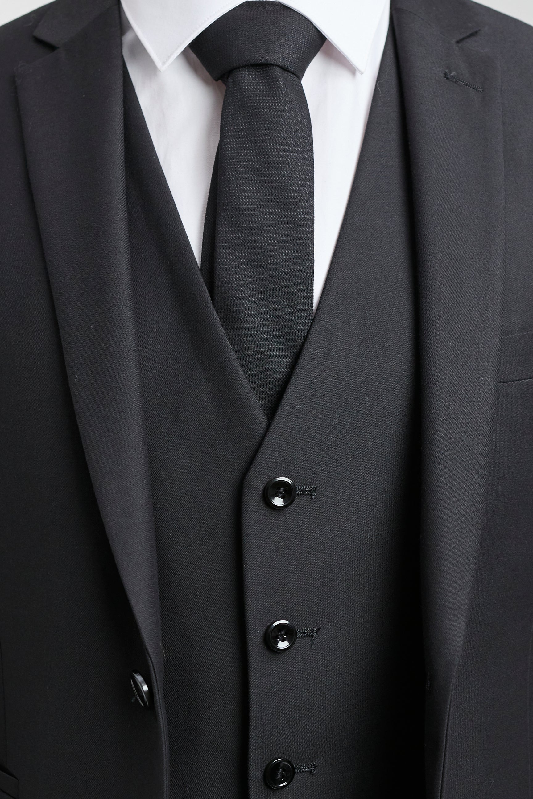 Paul Andrew Parker - Férfi 3 részes fekete, szabott szabású, komplett öltöny, klasszikus ajtóra való, gyászoló temetés