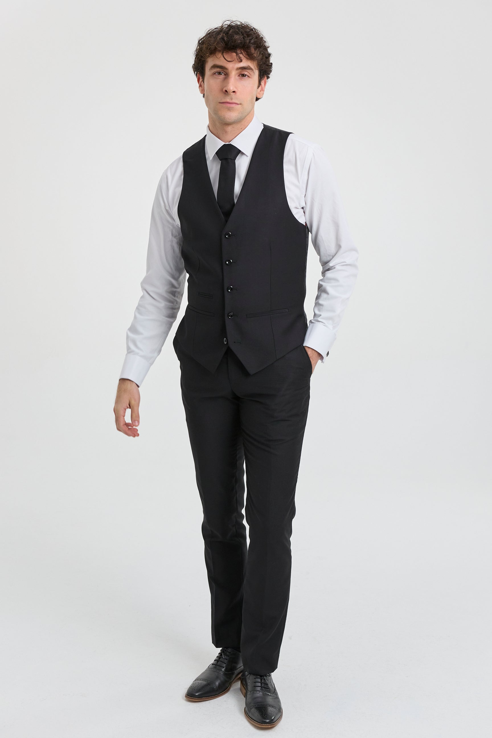 Paul Andrew Parker - Férfi 3 részes fekete, szabott szabású, komplett öltöny, klasszikus ajtóra való, gyászoló temetés