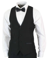 Paul Andrew Regent Black - Mens 3 Piece Black Classic Satin Tuxedo Dinner Suit Tailored Fit Wedding Prom
