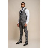 Power - Men's Grey Check Slim Fit Waistcoat