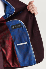 Regent - Férfi bordószínű kockás, szabott szabású blézer