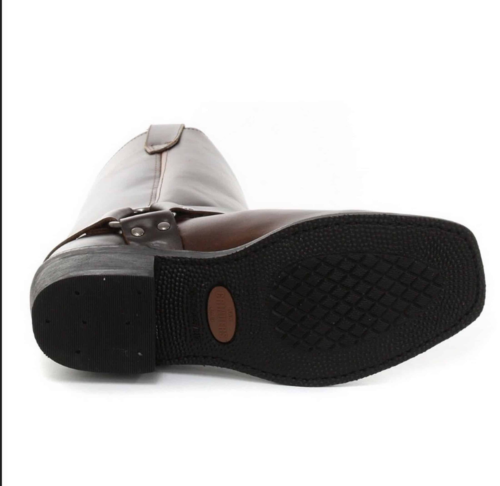 Unisex Real Leather Hi Biker Boots Rock Punk Grinders Buckle Cowboy Riding