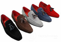 Mens Suede Loafers Driving Shoes Slip On Tassle Design Leather Smart Casual