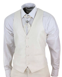 Mens 4 Piece Shawl Lapel Suit - Cream