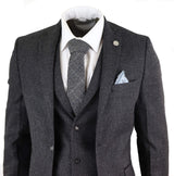 Men's Black Tweed 3 Piece Vintage Suit - STZ14