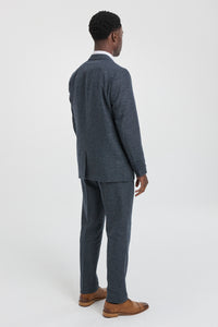 Férfi 3 részes sötétkék öltöny dupla melltartóval