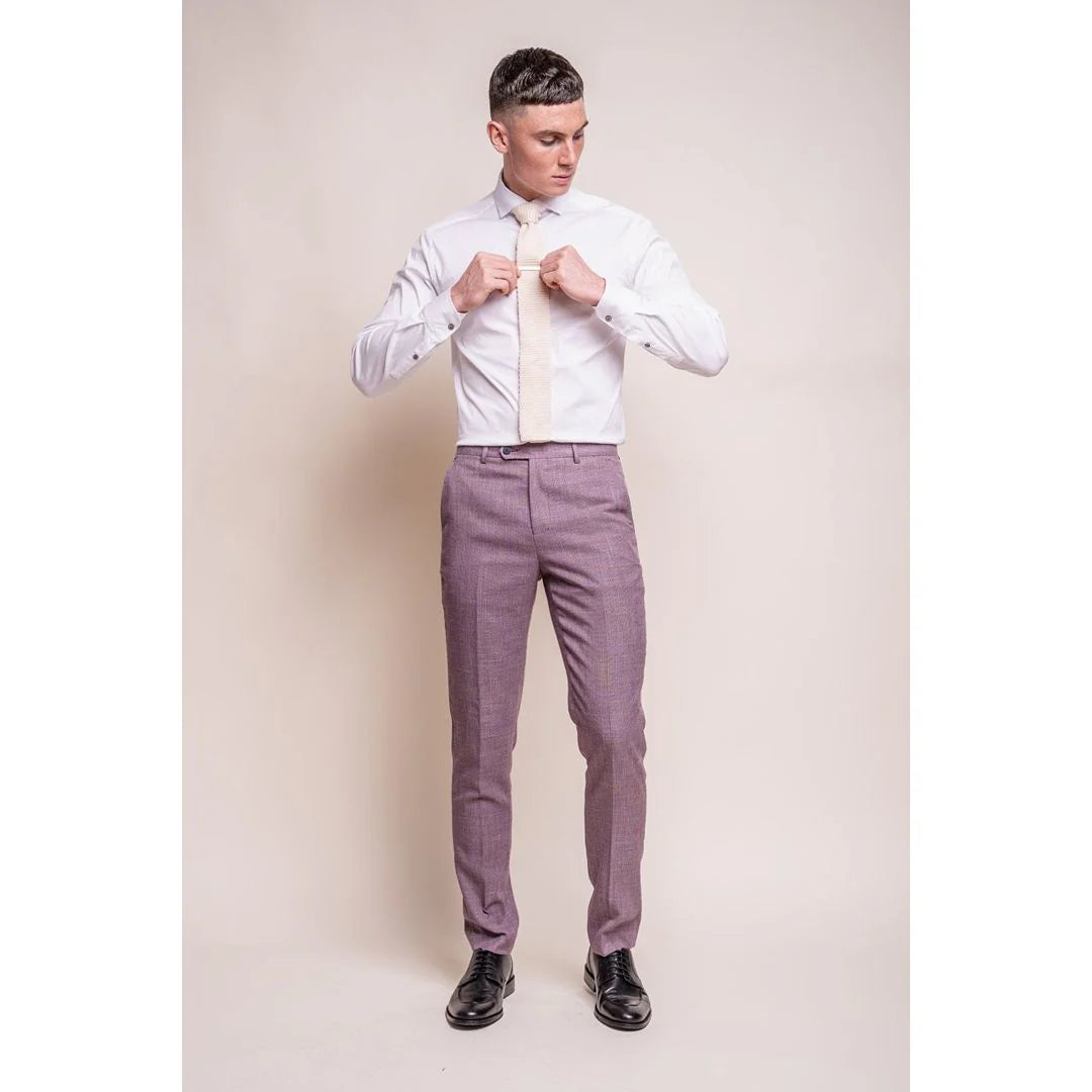 Miami - Men's Pink Crosshatch Summer Trousers