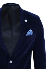 Mens Velvet Blazer Suit Jacket 2 Button Dinner Smart Casual Formal Tailored Fit