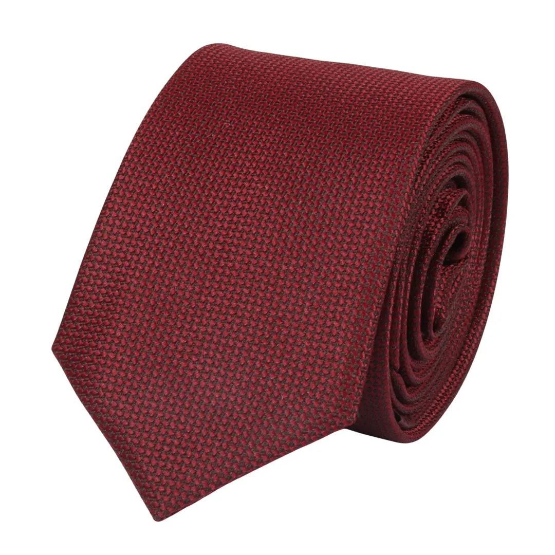 Men's Tie Pocket Sqaure Set Formal Solid Necktie - Wine