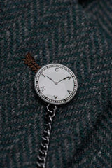 Thomas - Férfi olívazöld klasszikus halszálkás tweed blézer