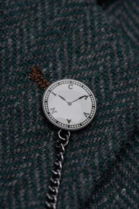 Thomas - Férfi olívazöld klasszikus halszálkás tweed blézer