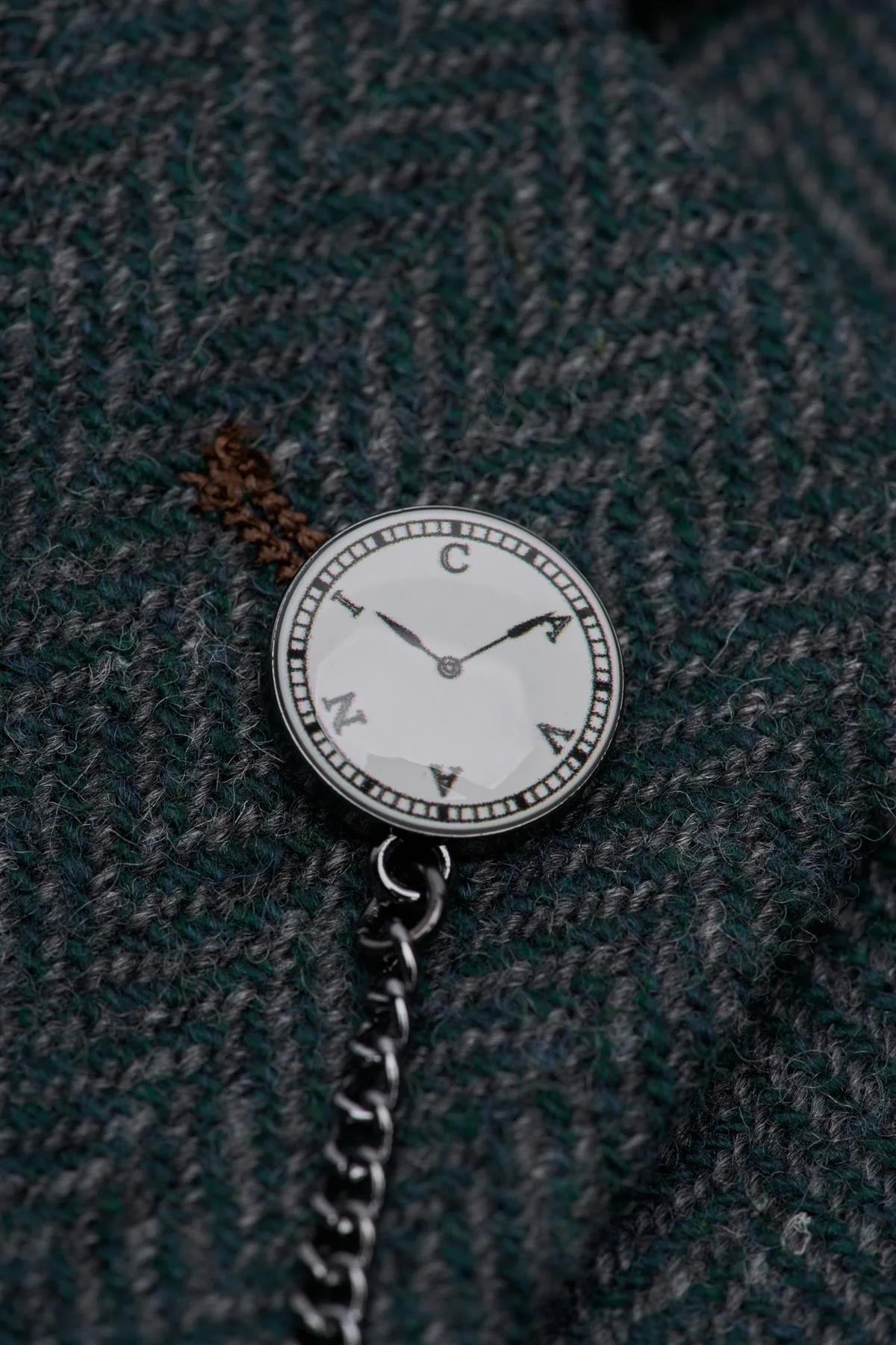 Thomas - Férfi olívazöld klasszikus halszálkás tweed blézer