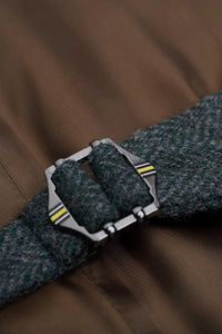 Thomas - Férfi olívazöld gyapjúkeverék halszálkás tweed mellény