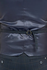 Torino - Férfi sötétkék kockás, dupla soros mellény