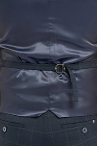 Torino - Férfi sötétkék kockás, dupla soros mellény