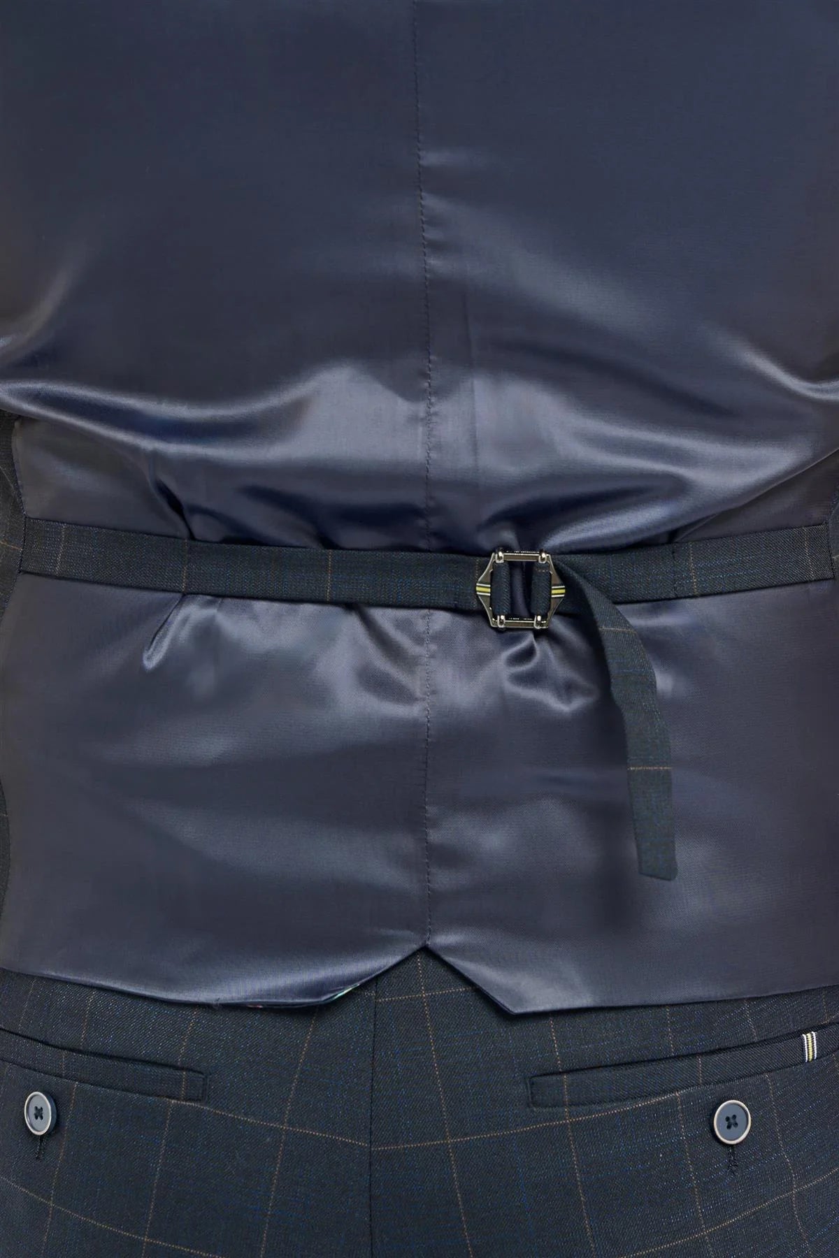 Torino - Férfi sötétkék kockás, dupla soros mellény