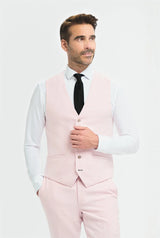 Tropez - Men's 3 Piece Pink Tailored Fit Suit