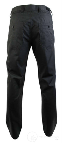 Mens Pin Stripe Straight Cut Trousers Smart Casual Grey Short Reg Long Office Work