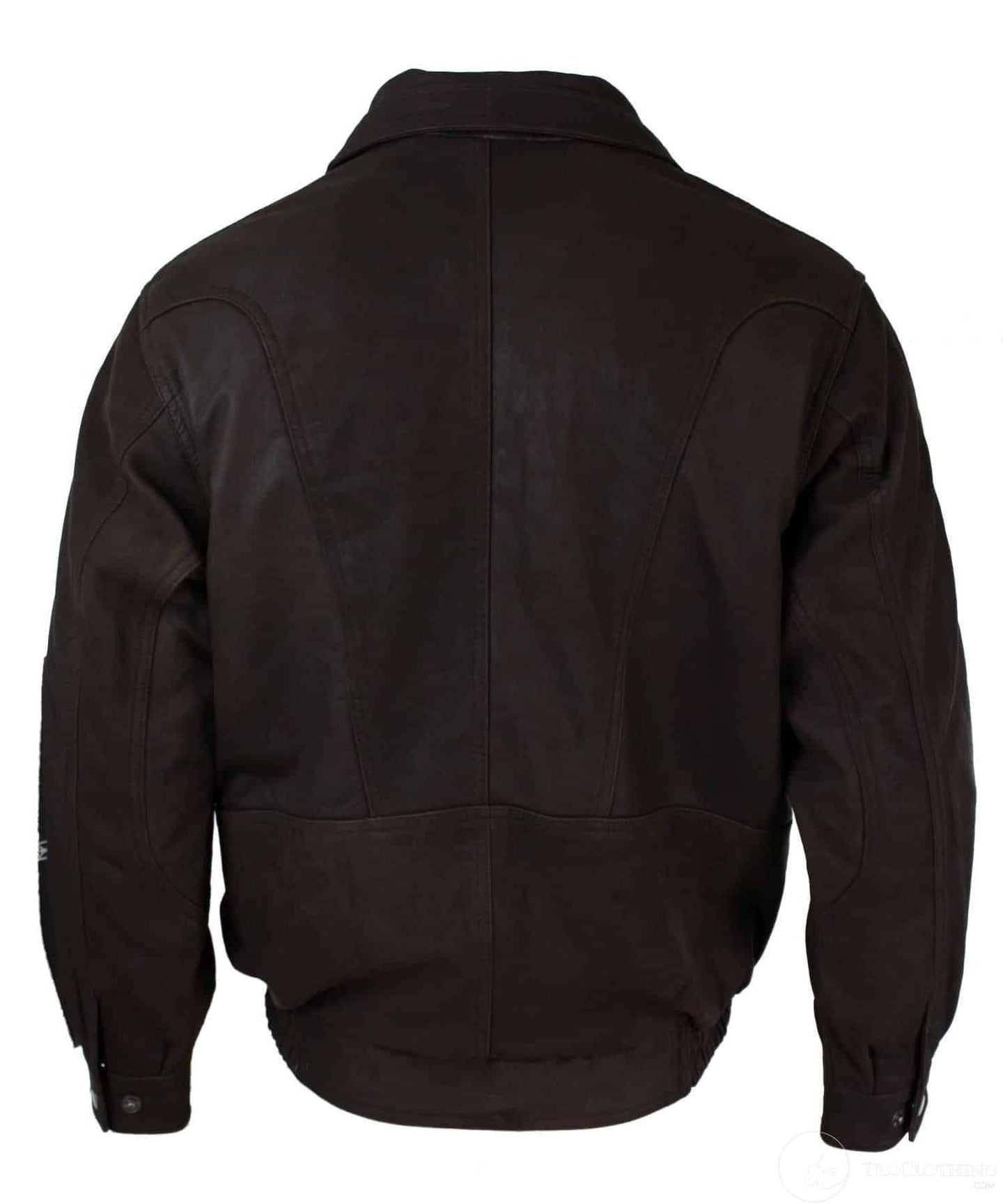 Mens Classic Bomber Black Nubuck Washed Brown Real Leather Jacket-Brown