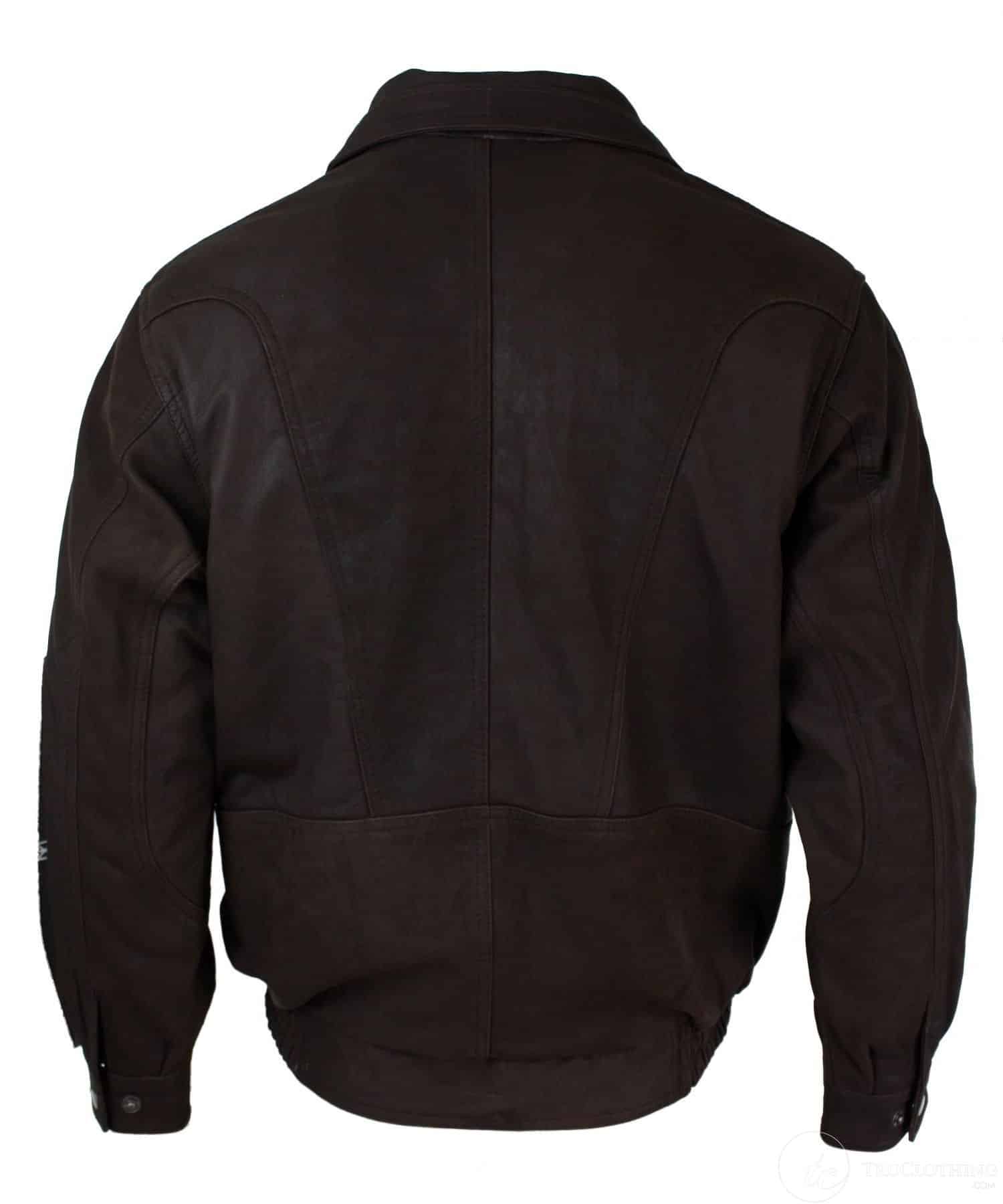 Mens Classic Bomber Black Nubuck Washed Brown Real Leather Jacket-Brown