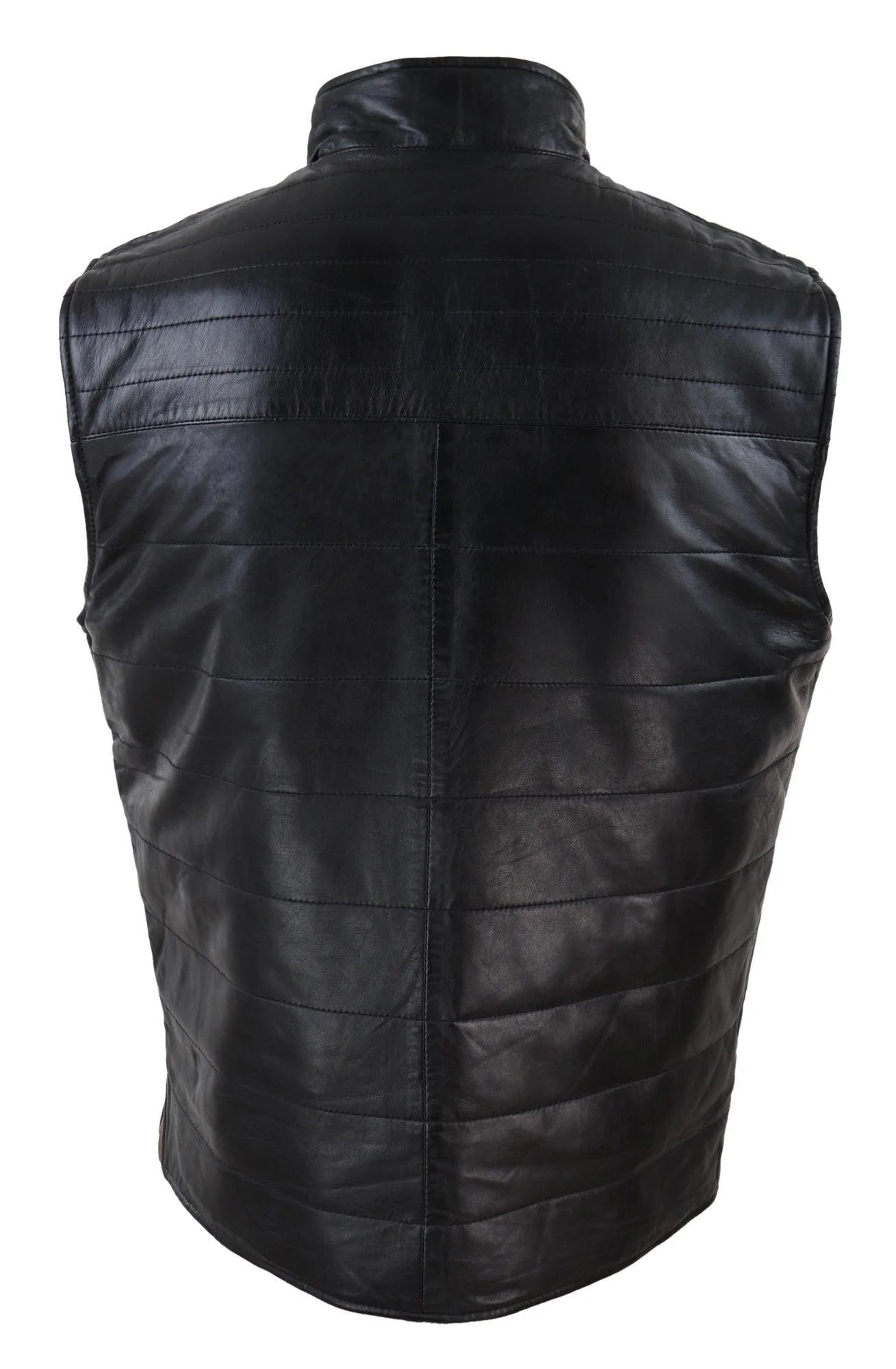 Mens Black & Brown Reversible Leather Gilet