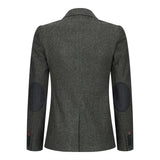 Womens Blazer Suit Wool Tweed Elbow Patch 1920s Vintage Classic Green