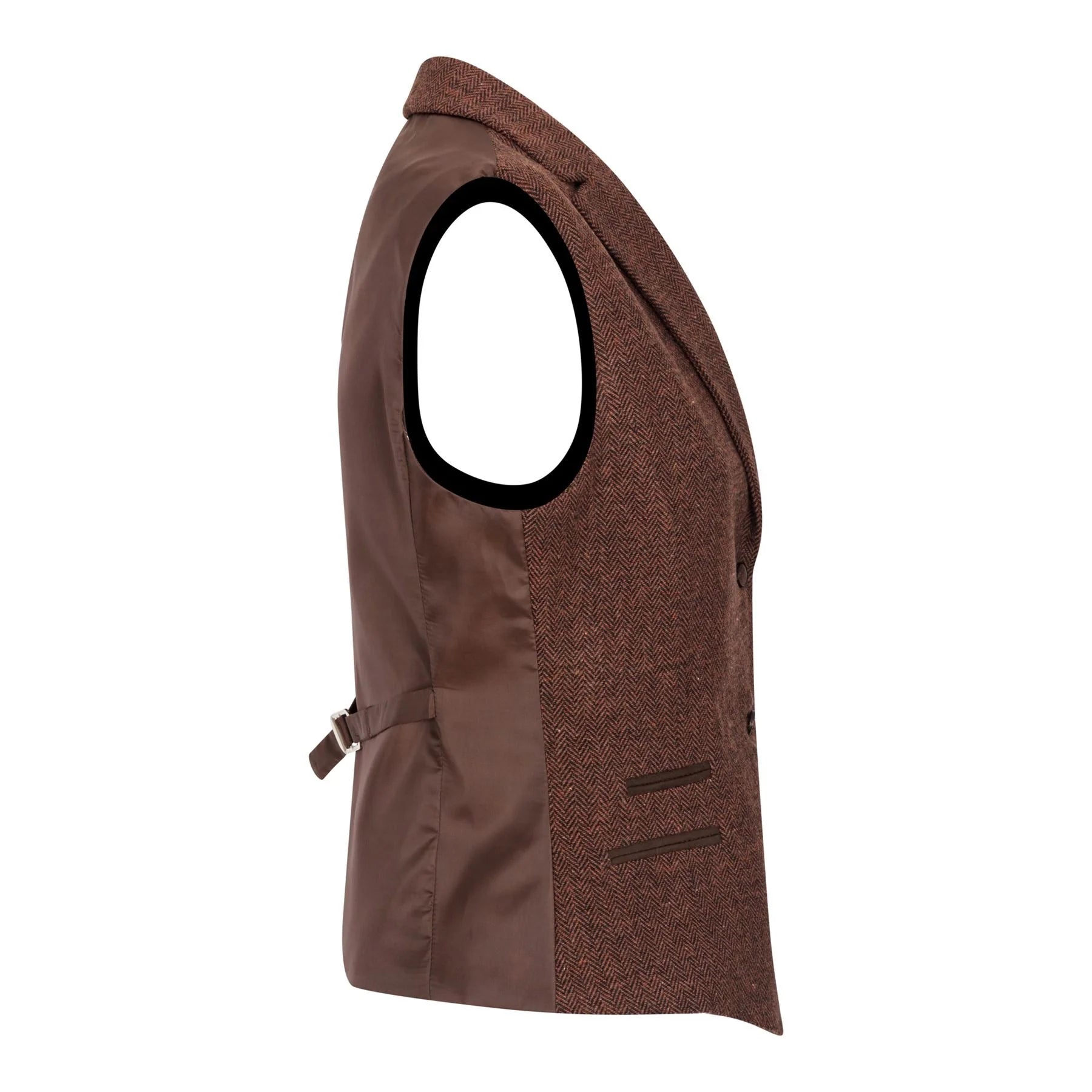 WS-12 - Női tweed mellény halszálkás gyapjú rozsdabarna mintával