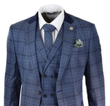 Mens Blue Check Tailored Fit Suit