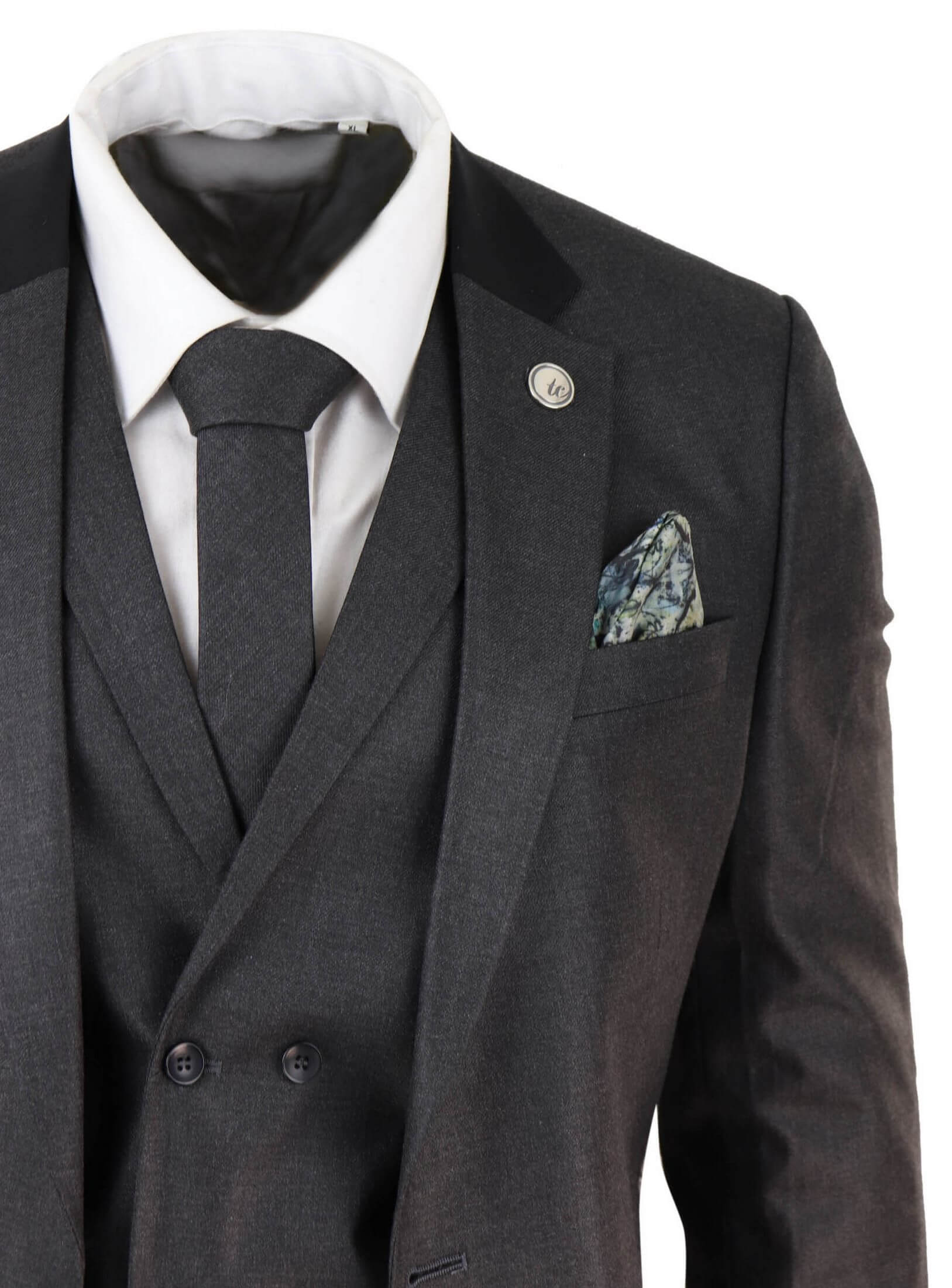 Mens 3 Piece Charcoal Grey Suit