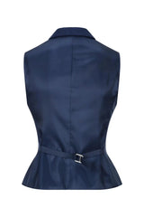 Womens Tweed Herringbone waistcoat Navy Blue 1920s Vintage Classic Gatsby Blinders