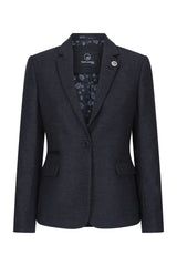 Women Black jacket  Tweed Herringbone Wool Classic Smart Casual Vintage 1920s